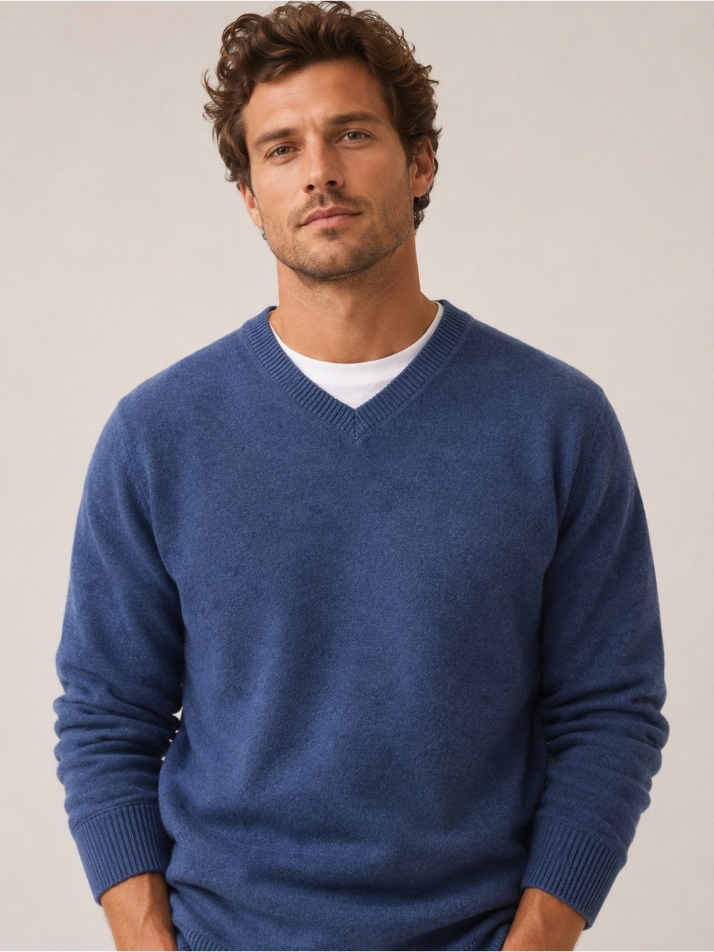 L.L. Bean Blue V-Neck Cotton Sweater Men’s XL Tall Classic Pullover - Picture 1 of 6